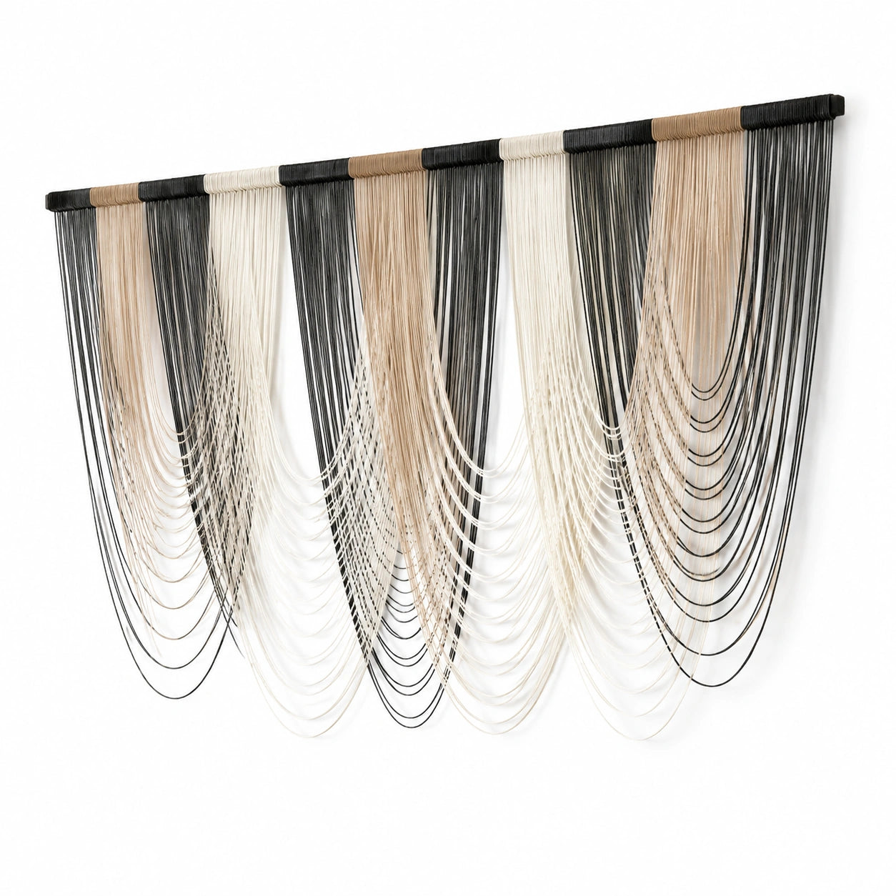 Makramee Wandbehang 120 x 100 cm Baumwolle Schwarz Beige Weiß - Textildekoration