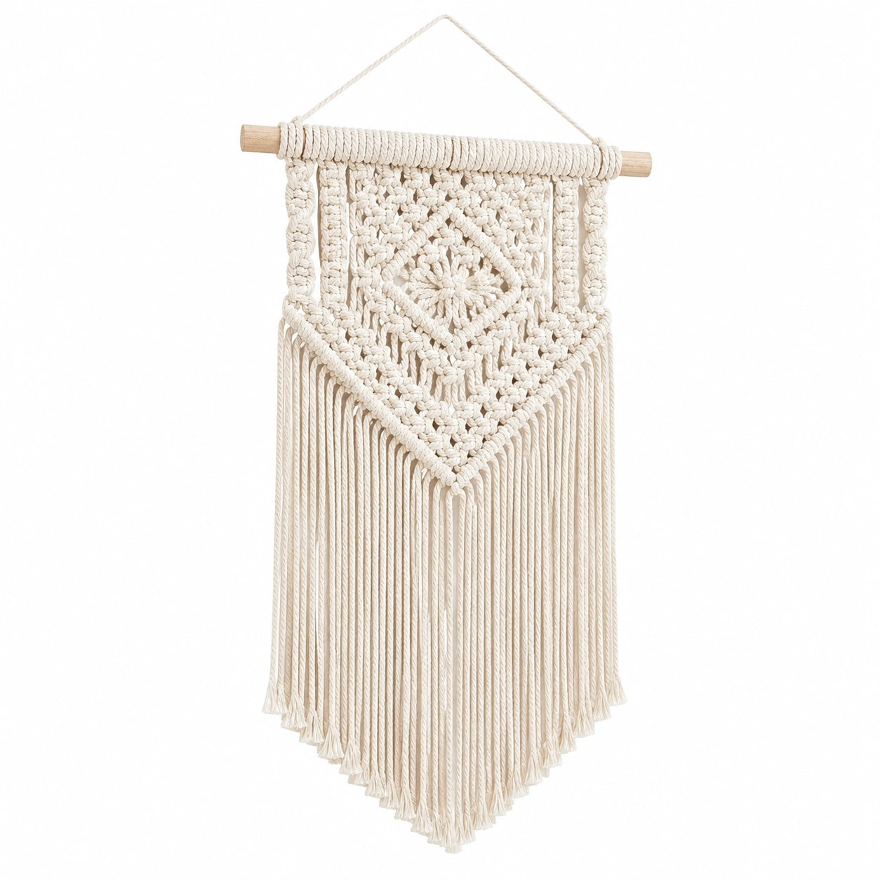 Wandteppich 40 cm x 95 cm Baumwolle Creme Boho Wanddekoration