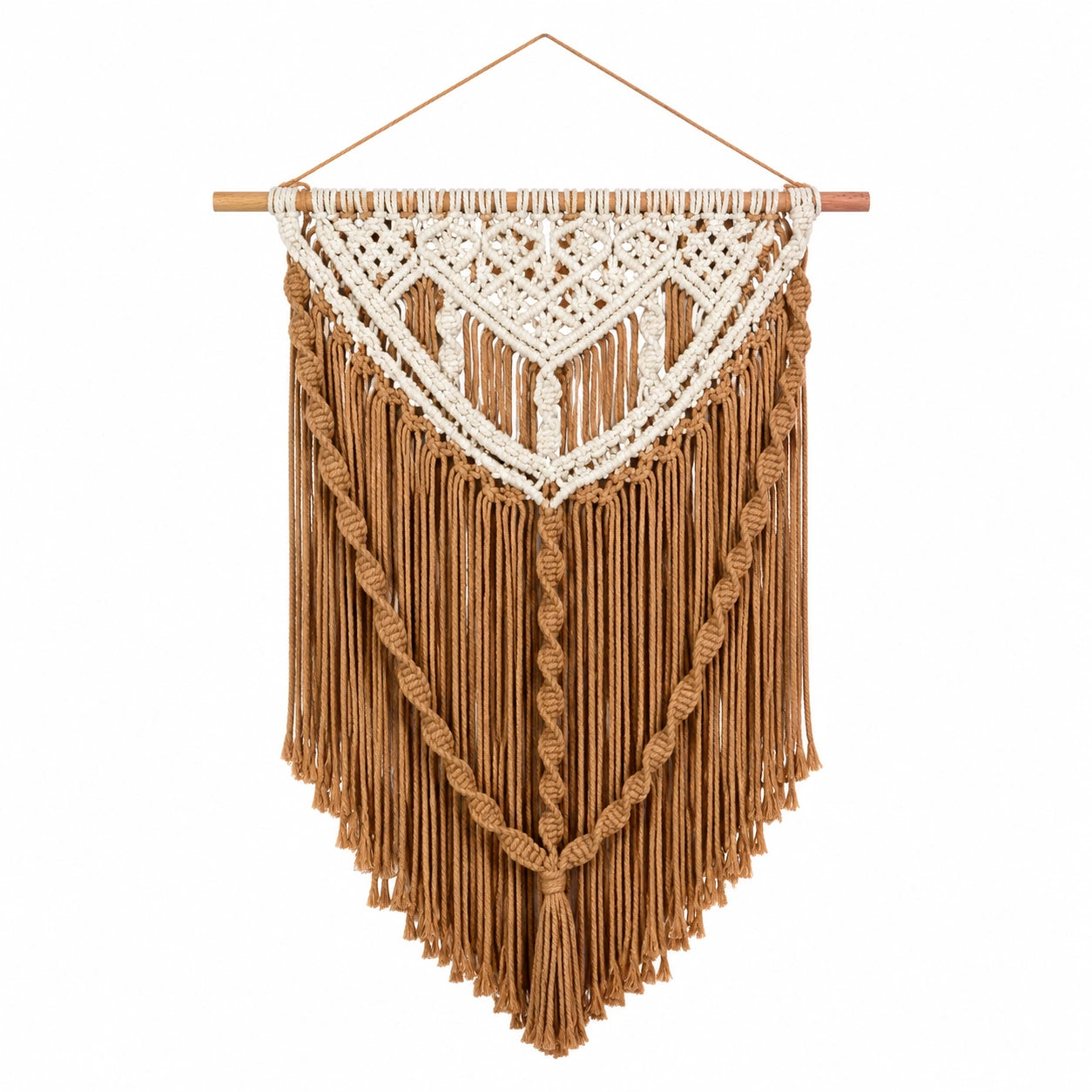Makramee Wandbehang 50 x 85 cm Baumwolle Beige Braun Boho Wohnraumdekoration