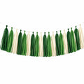 Papier Quastengirlande 300 cm Grün Creme für Partydekoration