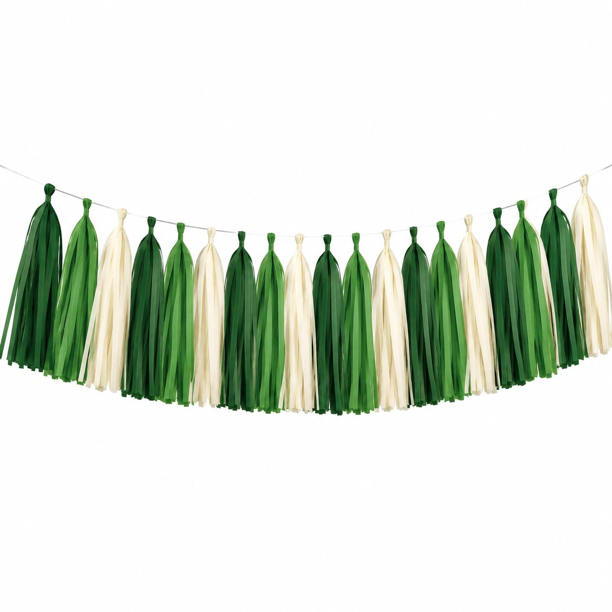 Papier Quastengirlande 300 cm Grün Creme für Partydekoration