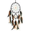 Traumfänger 25 x 65 cm mit Federn Perlen Grün Schwarz Braun Boho Wanddekoration