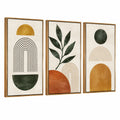 Wandbilder Set 40 x 80 cm Holzrahmen Beige Grün Terrakotta abstraktes Motiv