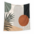 Wandteppich 150 cm x 130 cm aus Polyester in Grün Beige Schwarz und Braun mit geometrischem Pflanzenmotiv