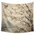 Wandteppich 150 cm x 150 cm Polyester Beige Blumen und Vogelmotiv mit Ösen
